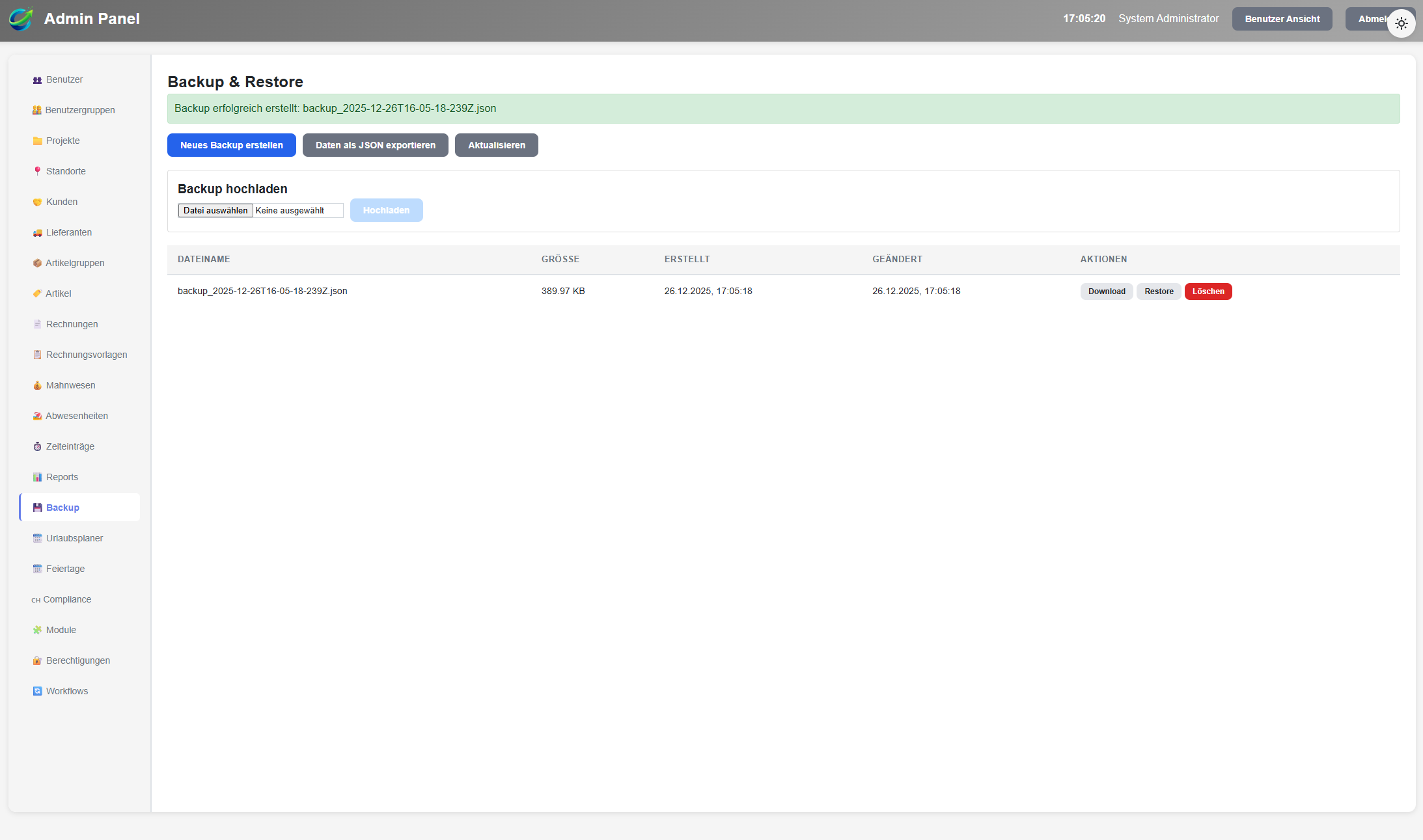 Backup und Wiederherstellung